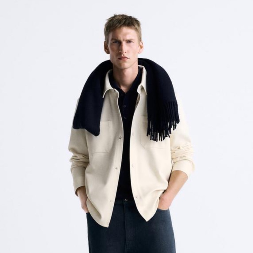 Zara Men’s Soft Stretch Overshirt in Cream S